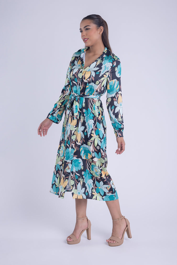 Vestido floreado largo