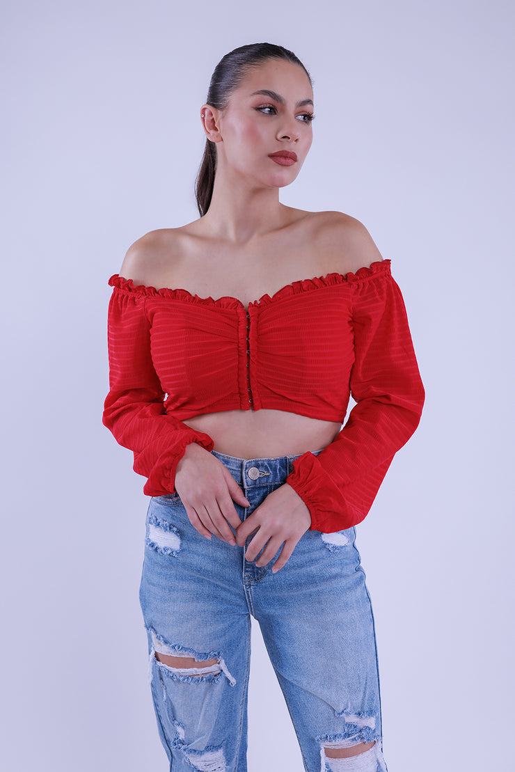 Crop top con caida en hombros