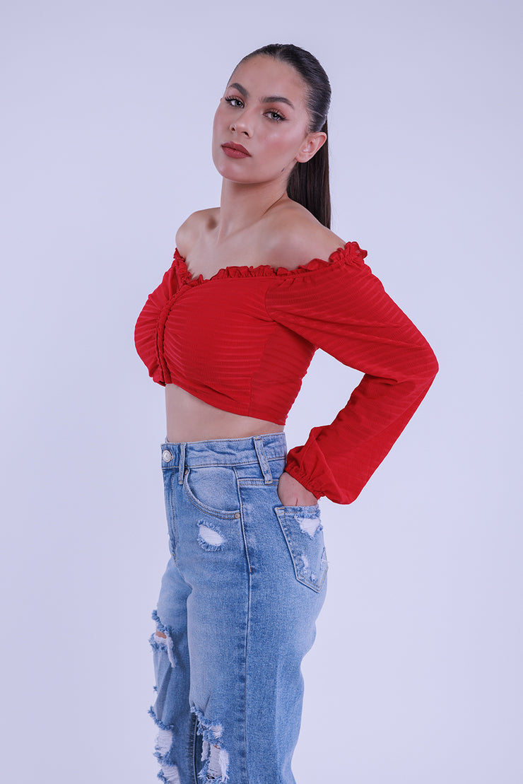 Crop top con caida en hombros