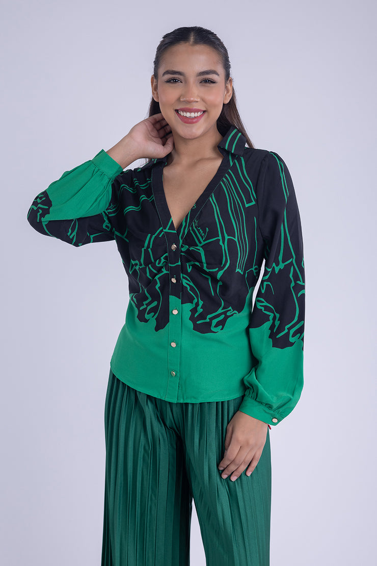 Blusa manga fluffy estampada