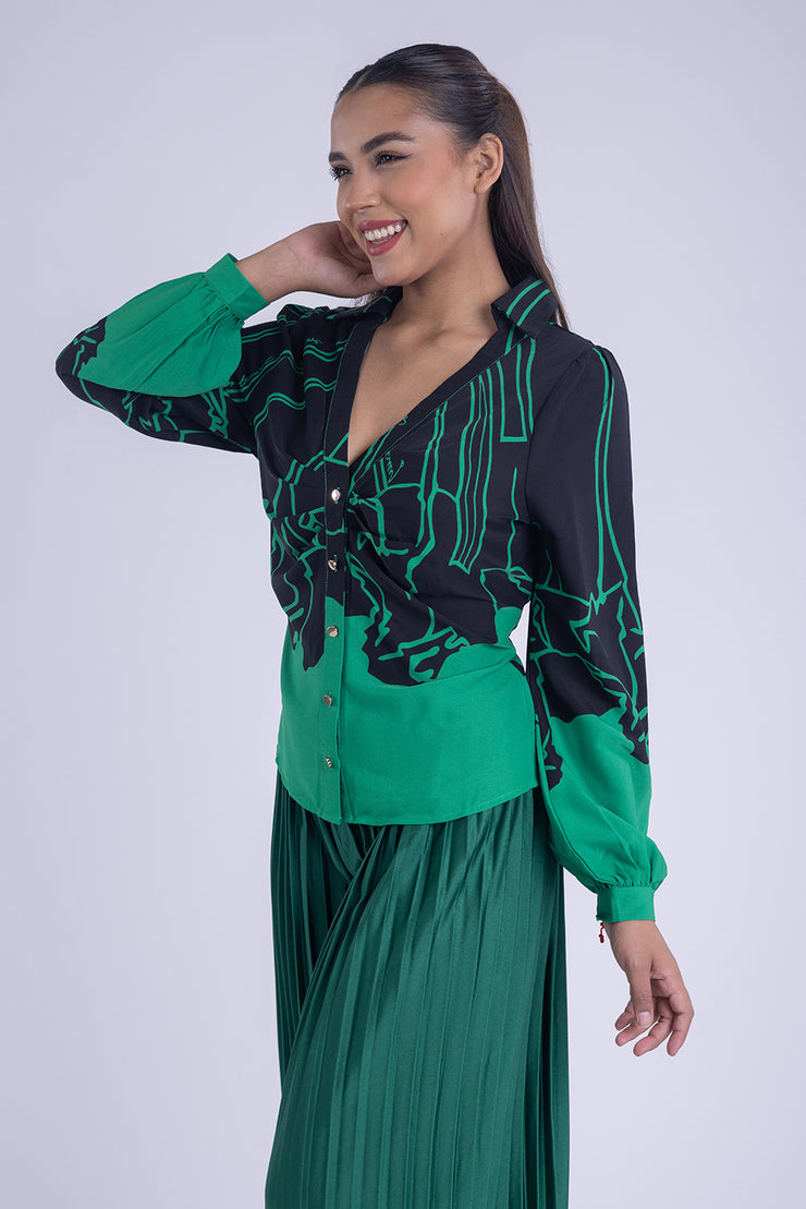 Blusa manga fluffy estampada