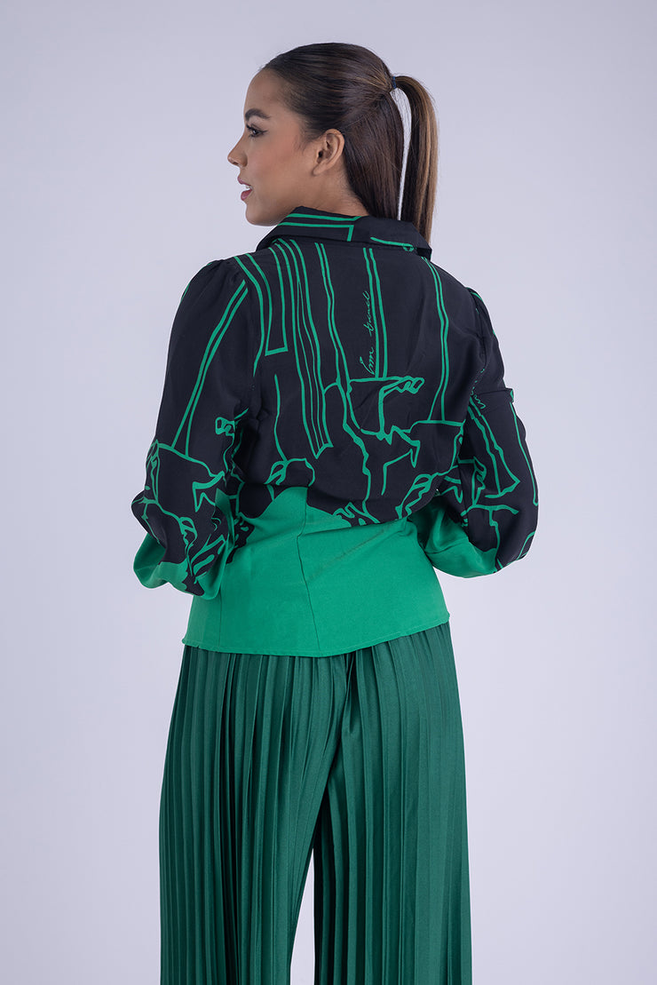 Blusa manga fluffy estampada