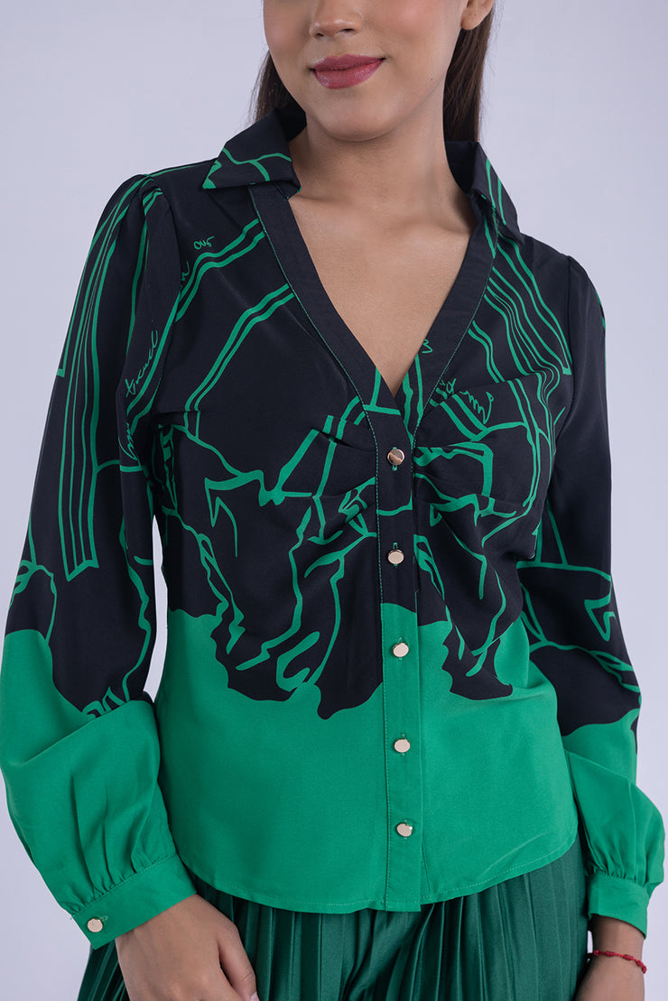 Blusa manga fluffy estampada