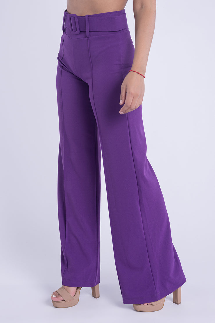 Pantalón acampanado de vestir  con cinto