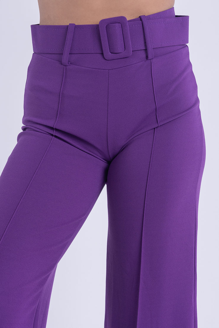 Pantalón acampanado de vestir  con cinto