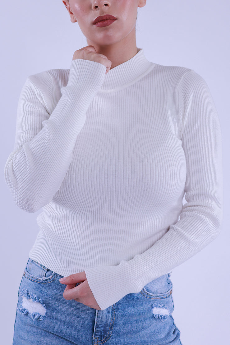 Sueter acanalado de cuello de tortuga