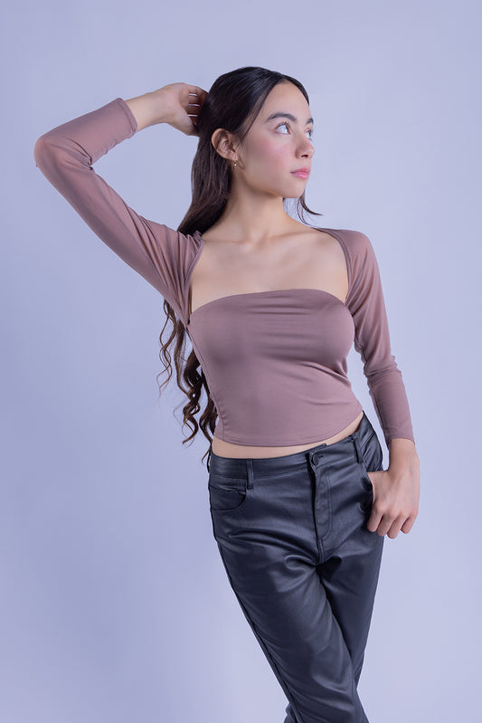 Crop top mangas mesh