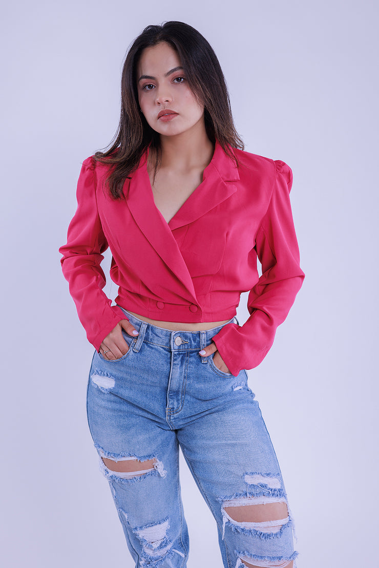 Saco tipo torero cruzado con detalle de botones