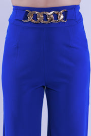 Pantalon tipo palazo con cadena en cintura