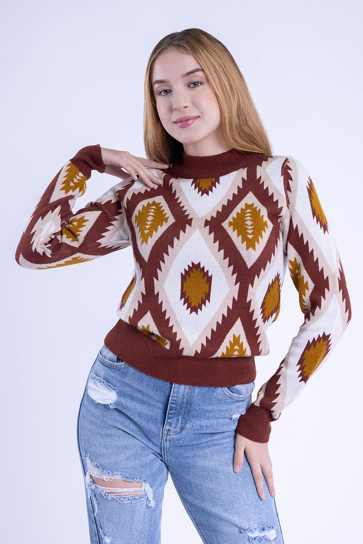 Suéter de rombos de color cafe