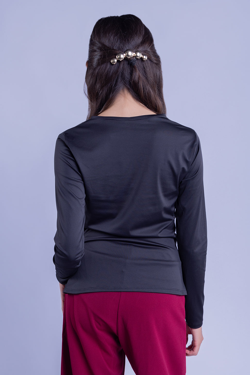 Blusa manga larga con corte desigual