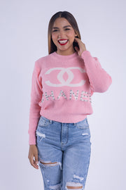 Suéter tejido con estampado lettering