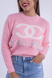 Suéter tejido con estampado lettering