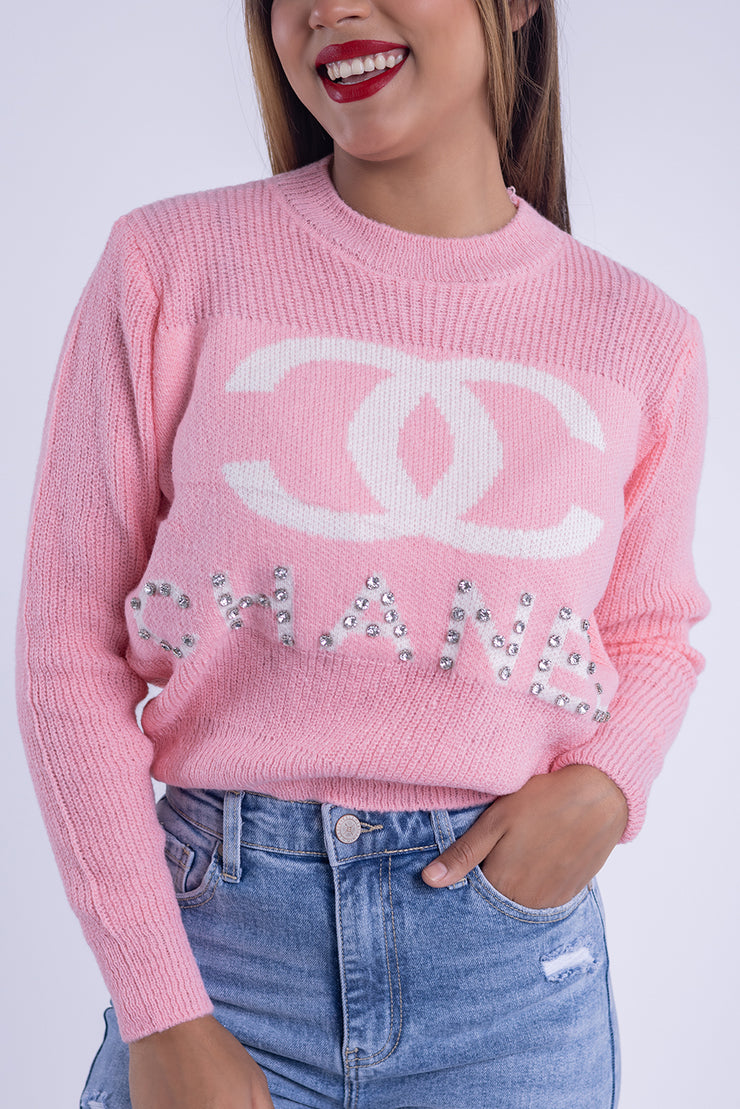 Suéter tejido con estampado lettering