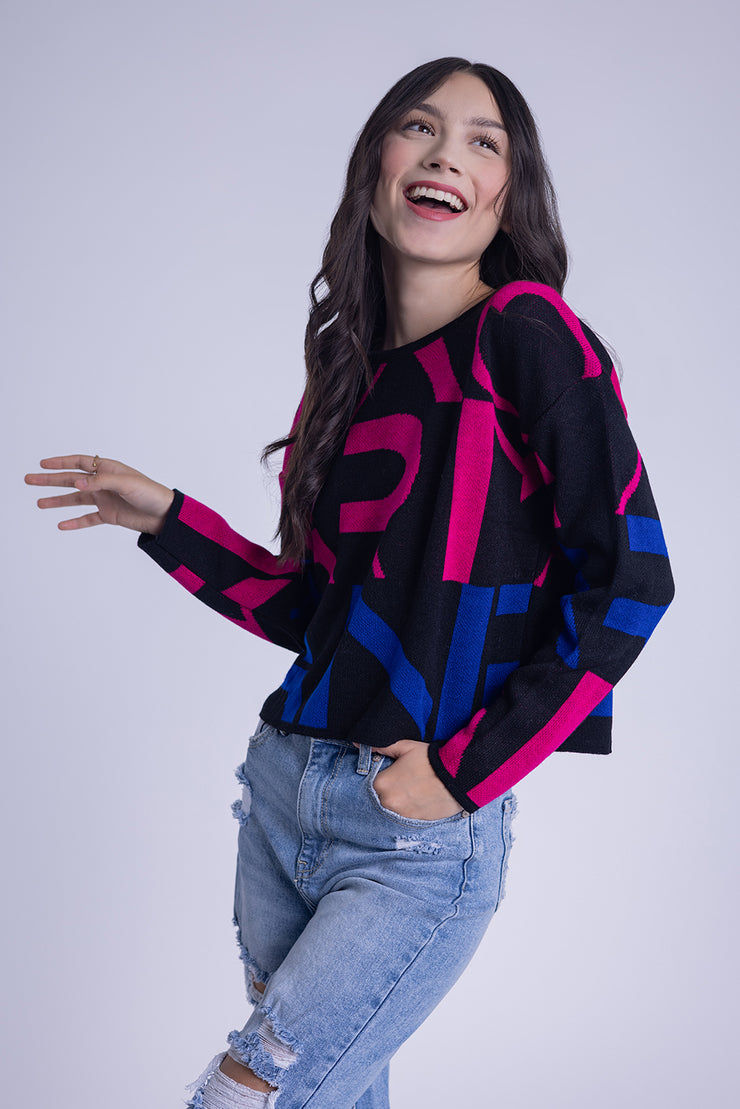 Suéter con estampado lettering
