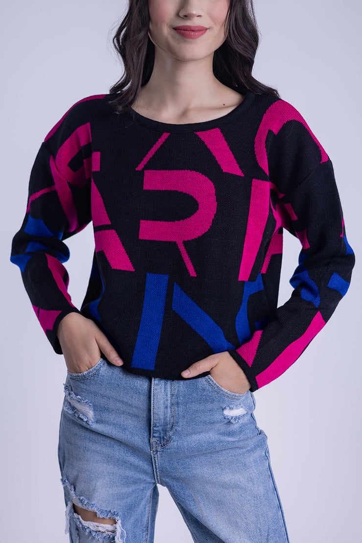 Suéter con estampado lettering