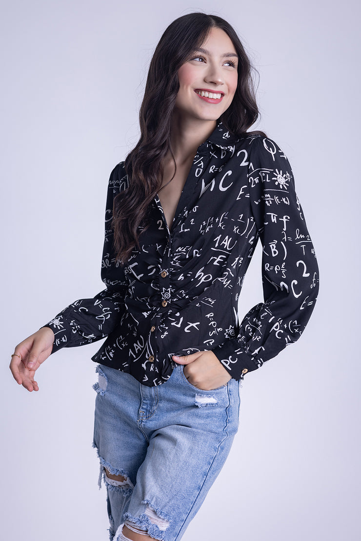 Blusa estampado lettering de vestir