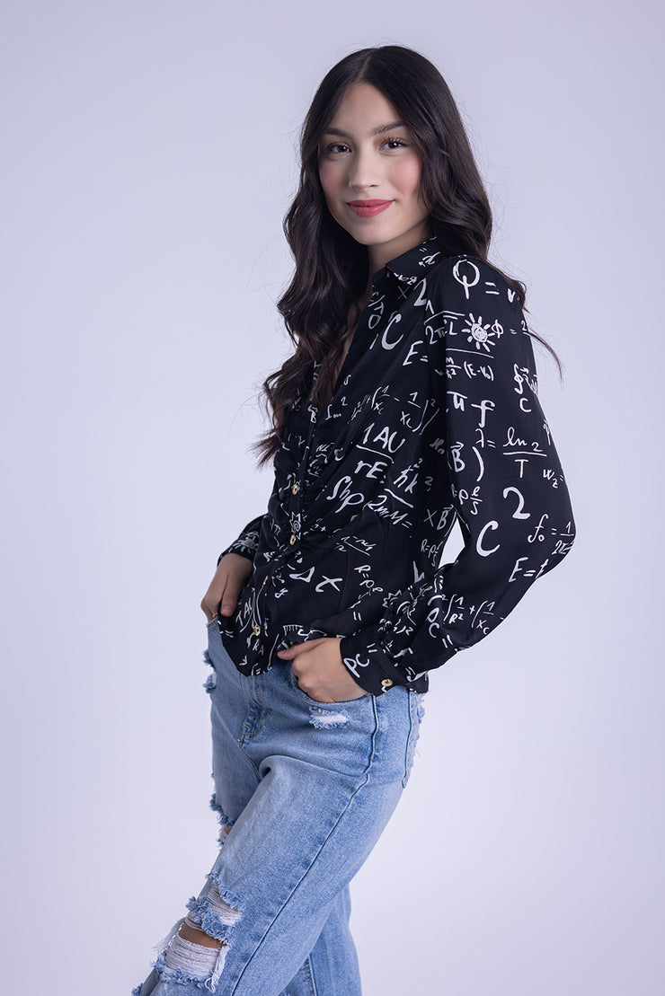 Blusa estampado lettering de vestir