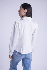 Blusa de vestir con chaleco de vinil