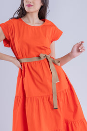 Vestido naranja con cinturon