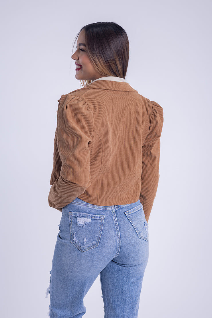 Saco tipo crop de franela