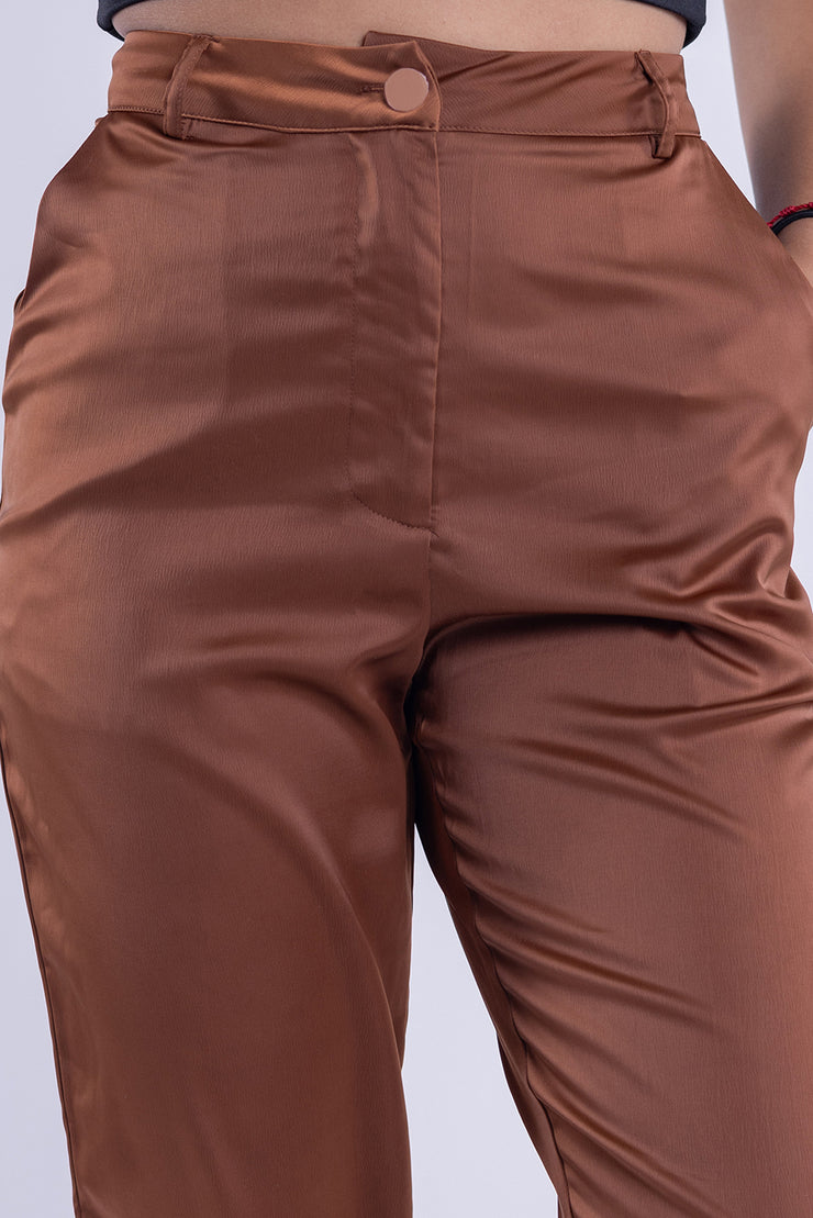 Pantalón slim de vestir satinado