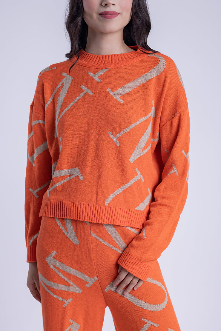 Conjunto de suéter y pantalón acampanado
