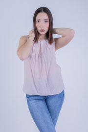 Blusa rosa plisada