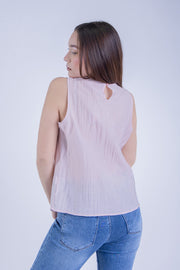 Blusa rosa plisada