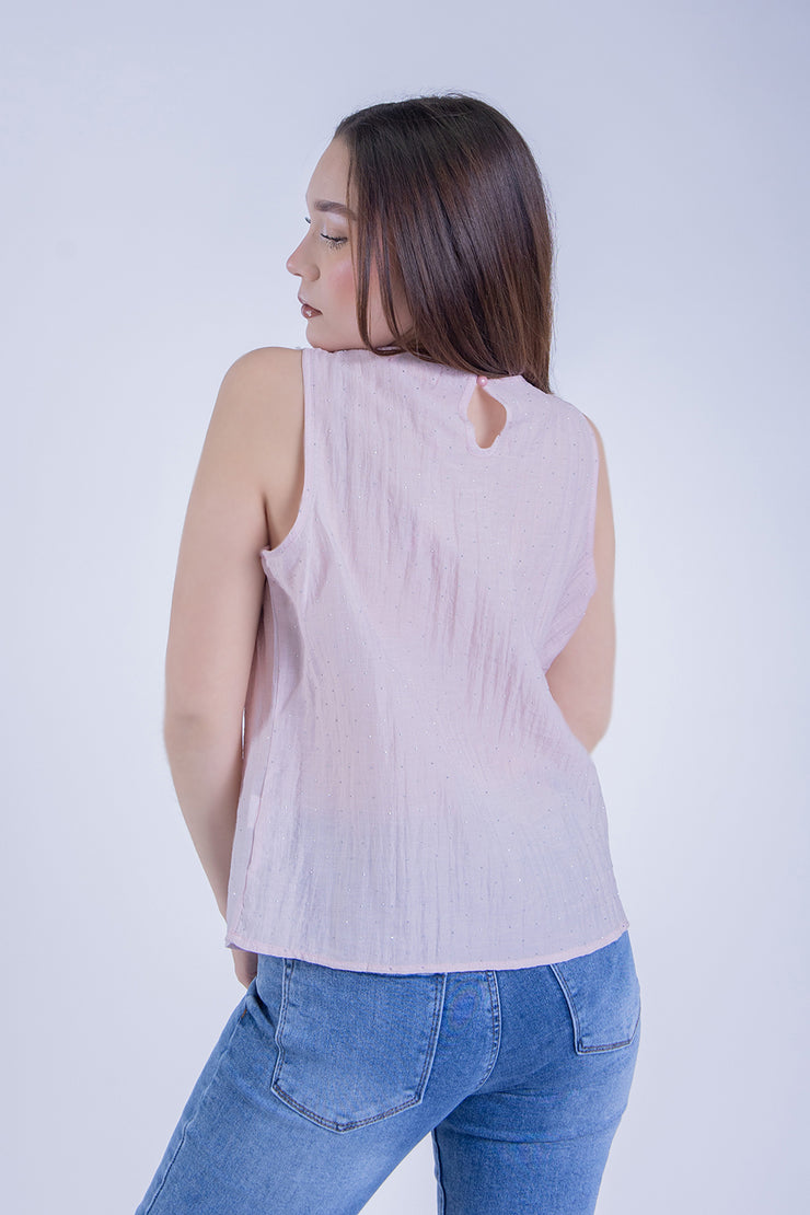 Blusa rosa plisada