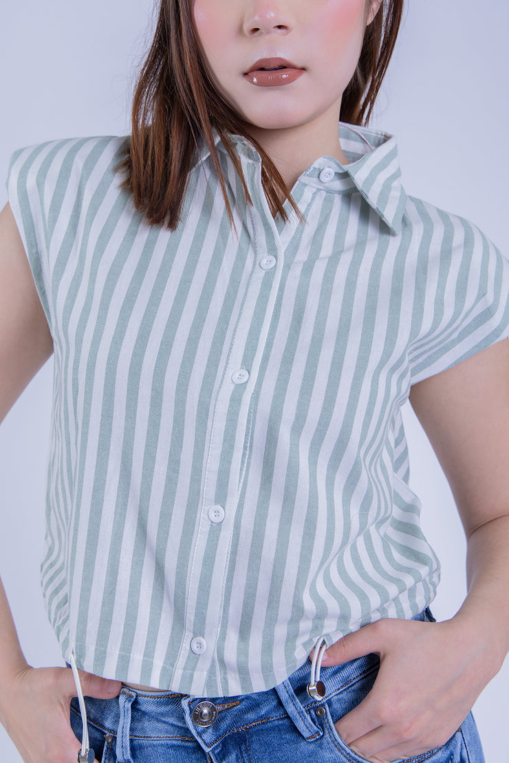 Blusa de rayas abotonada con elasticos