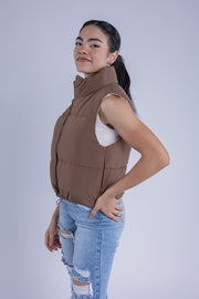 Chaleco cafe acolchado reversible