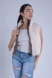 Chaleco cafe acolchado reversible