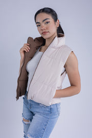 Chaleco cafe acolchado reversible