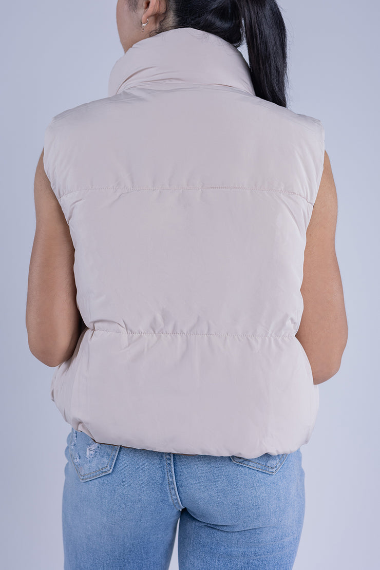Chaleco cafe acolchado reversible
