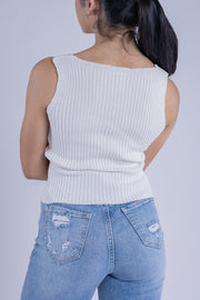 Suéter blanco de tirantes acanalado
