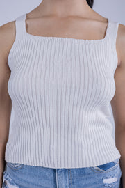 Suéter blanco de tirantes acanalado