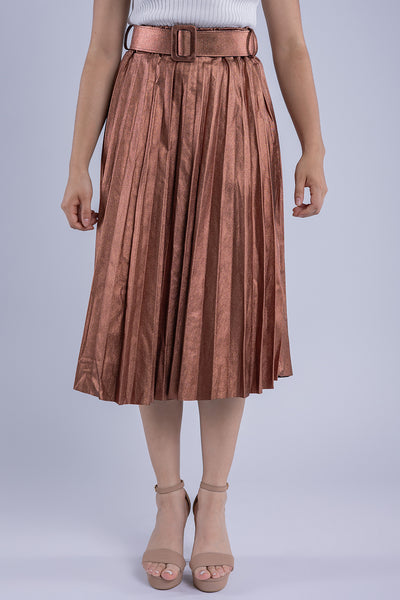 Falda metálica bronce tableada