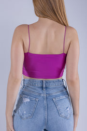 Top magenta de tirantes satinado
