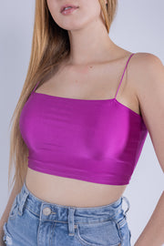 Top magenta de tirantes satinado