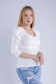 Blusa blanca satinada
