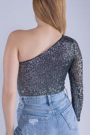 Pantiblusa de lentejuelas plateada