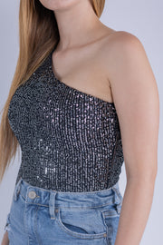Pantiblusa de lentejuelas plateada