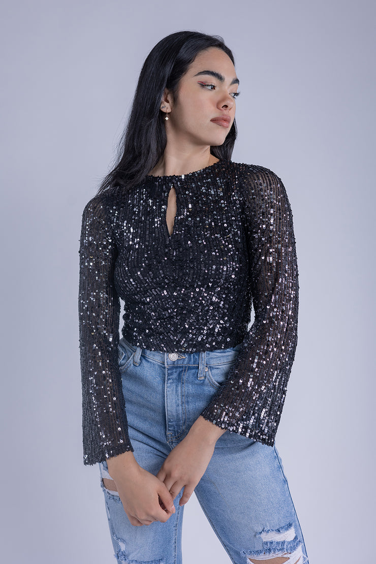 Crop top de lentejuelas