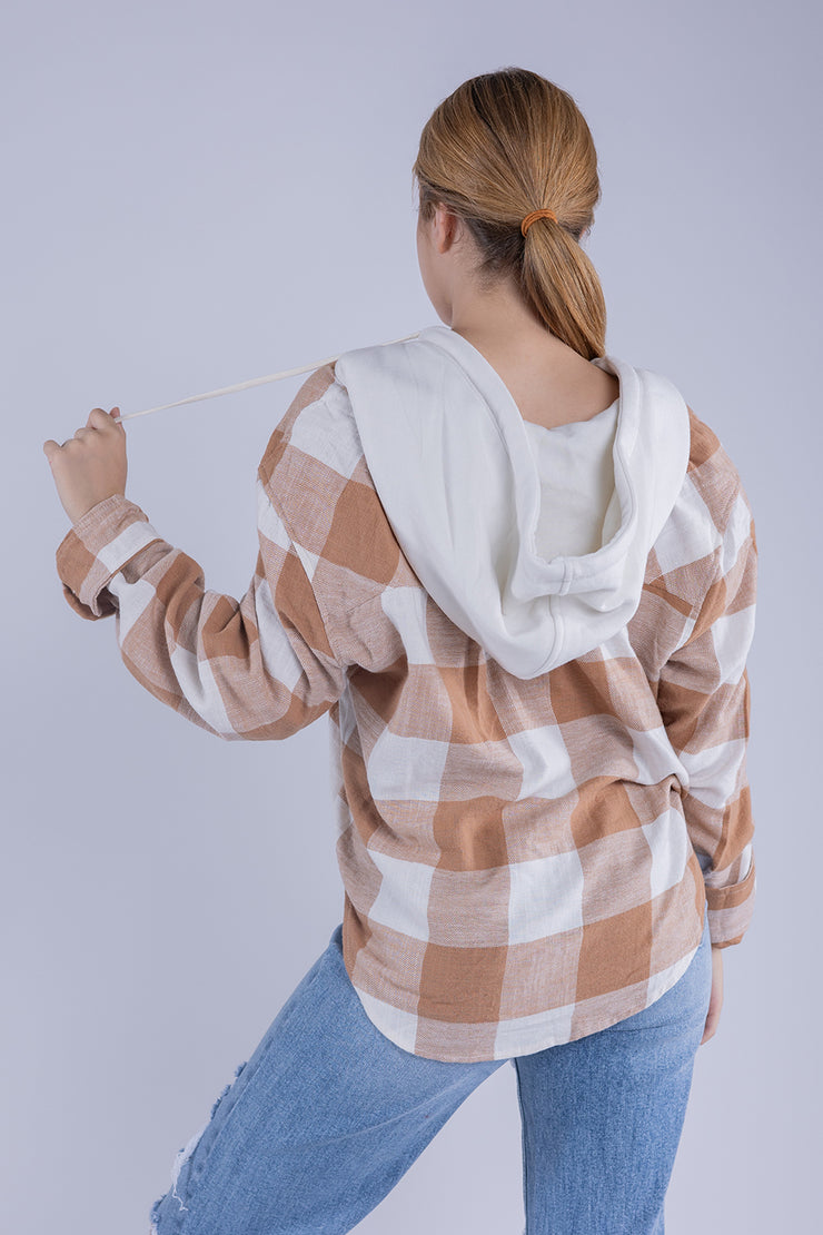 Camisola cuadriculada con capucha