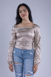 Blusa manga dorada metálica