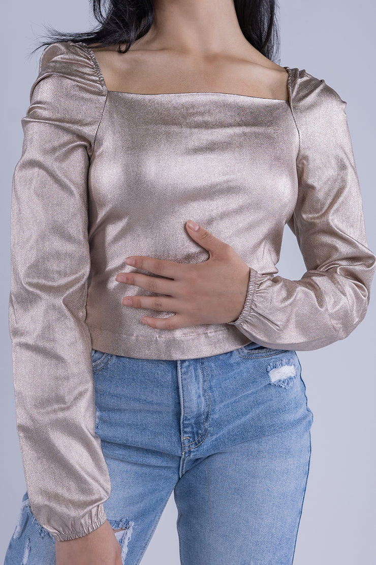 Blusa manga dorada metálica