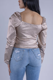 Blusa manga dorada metálica