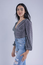 Pantiblusa con destellos plateados