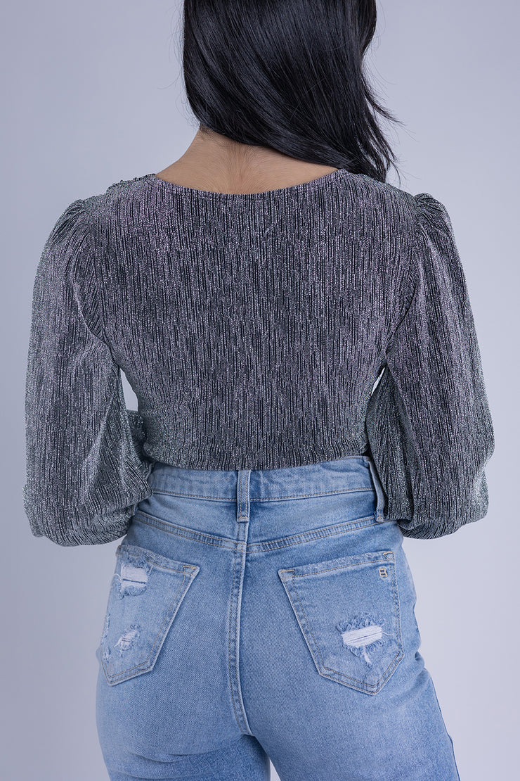 Pantiblusa con destellos plateados